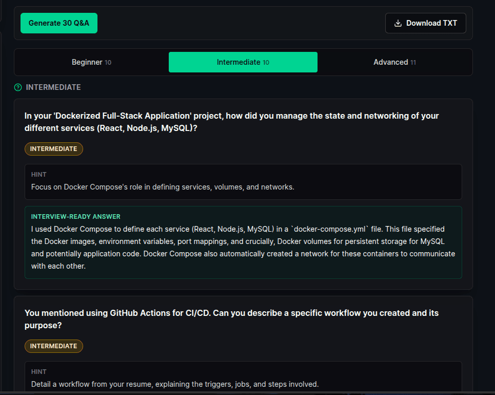 Interview Questions screenshot